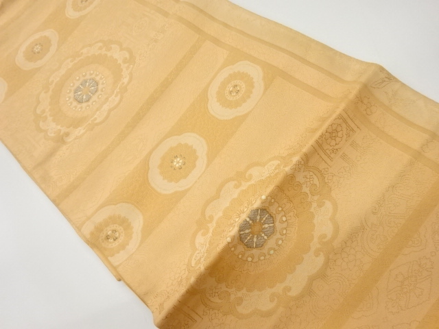 リサイクル　華文に草花模様織出し袋帯